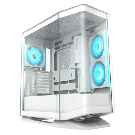 Cougar FV270 RGB Tempered Glass Mid‑Tower Computer Case with E‑ATX Support, Angled Airflow & ARGB Fans - White