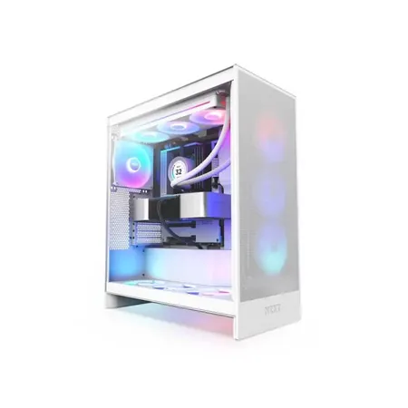 Nzxt H7 Flow Rgb Atx Mid Tower Cabinet Matte White With Rgb Fans (CM-H72FW-R1)