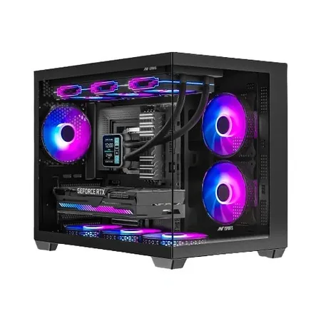 Ant Esports Crystal X6 Mini Mid-Tower Computer Case/Gaming Cabinet - Black | Support Micro-ATX, Mini-ITX | Pre-Installed 6 ARGB Fans