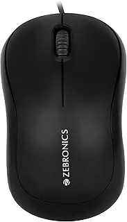 ZEBRONICS Zeb-Comfort Wired USB Mouse, 3-Button, 1000 DPI Optical Sensor, Plug & Play, for Windows/Mac, Black