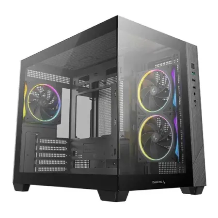 Deepcool CG330 3F Panoramic Dual‑Chamber Micro‑ATX Case with Tempered Glass - Black