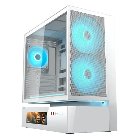 Cougar CFV235 Mesh Vision ATX Mid Tower PC Case with Central Floating Ventilation Dual 160mm ARGB PWM Fans - White