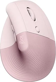 Logitech Lift Vertical Ergonomic Mouse, Wireless, Bluetooth or Logi Bolt USB Receiver, Quiet clicks, 4 Buttons, Compatible with Windows/macOS/iPadOS, Laptop, PC - Rose