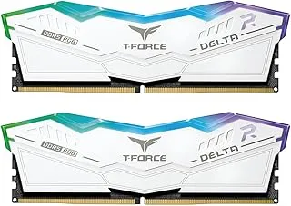 TeamGroup T-Force Delta RGB 2x32GB 6400MHz (6400MT/s) CL40 White 64GB DDR5 RAM Kit, Desktop Gaming Memory, Metal Heatsink, ARGB Sync, ECC, XMP 3.0/Expo, for Intel/AMD CPU - FF4D564G6400HC40BDC01
