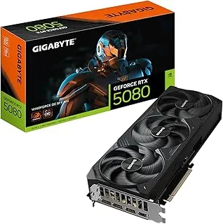 GIGABYTE Geforce RTX 5080 WINDFORCE OC SFF 16G Graphics Card, WINDFORCE Cooling System pci_e_x16, 16GB 256-Bit GDDR7, GV-N5080WF3OC-16GD Video Card