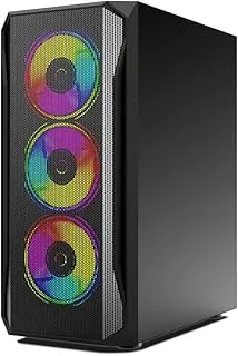 Circle ELEGANTOR X1 ARGB Mid- Tower Computer Case | Gaming Cabinet - Black | Support ATX, M-ATX, ITX | Pre- Installed 3 x 120mm Front and 1 x 120mm Rear ARGB Fans