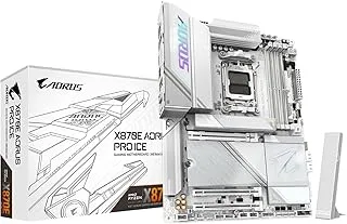 GIGABYTE X870E AORUS PRO ICE AMD AM5 LGA 1718 Motherboard, ATX, DDR5, 4X M.2, PCIe 5.0, USB4, WIFI7, 2.5GbE LAN, EZ-Latch, 3-Year Warranty