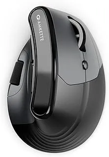 Amkette XS Series Natural Vertical Wireless Mouse/Bluetooth Mouse with Side Scroll, 2.4GHz, 2 x BT, 7 Buttons, Multi-OS Compatibility, Rechargeable, 3200 DPI, Smart, Superior Design, 2 Yrs Warranty