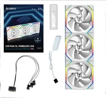 Lian Li UNI Fan SL120 V2 ARGB White 120mm PWM ARGB Cabinet Fan With ARGB Controller (Triple Pack)