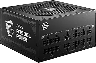 MSI MAG A750GL PCIE5 Power Supply Unit, 750W, 80 Plus Gold, Fully Modular, ATX 3.1, PCIe 5.1 GPU Support, 120mm FDB Fan, Full-Bridge LLC, Flat Black Cables - 7 Year Warranty