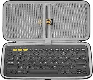 Geekria Keyboard Carrying Case, Hard Shell Protective Travel Bag for Small Compact Keyboard, Compatible with Logitech Pebble Keys 2 K380s/ K380 (Dark Gray)