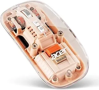 acer Clearview Transparent Wireless Mouse with Triple-Mode Connectivity, Silent Click Tech, Metal Scroll Wheel,1600 DPI Optical Sensor, USB-C Charging, Compatible Windows, MacOS, iOS, Android-Peach