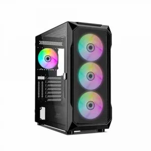 Ant Esports ICE-410TG ARGB (E-ATX) Mid Tower Gaming Cabinet - Black
