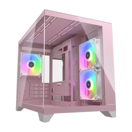 Cougar FV150 Mini RGB Mini Tower Computer Case with Dual Chamber Design Tempered Glass Panels - Pink