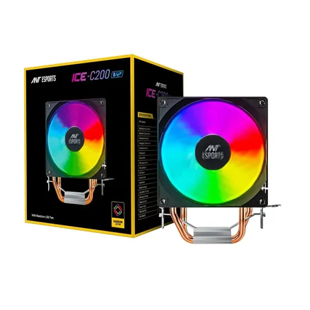 ANT ESPORTS ICE-C200 CPU Single Tower Air Cooler With Rainbow LED Fan (Black)