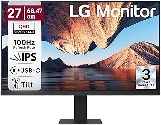 LG 27U631A 68.47 cm (27 Inch) QHD (2560x1440) IPS PC Monitor with 100Hz, 5ms (GtG) HDR10, Flicker Safe & Reader Mode HDMI, USB-C, Tilt Adjustable, 3-Side Virtually Borderless Design sRGB 99% (Black)
