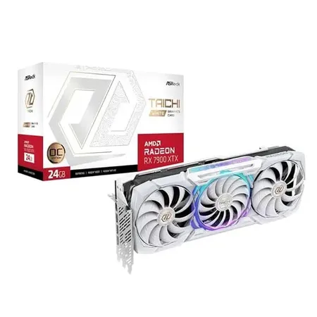 ASRock AMD Radeon RX 7900 XTX Taichi White 24GB OC 20 Gbps GDDR6 384-Bit Dual BIOS 7680 x 4320 110/100/110mm Striped Ring Fans Graphics Card