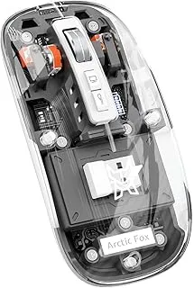Arctic Fox Pureview Transparent Wireless and Bluetooth Rechargeable Mouse, USB Receiver,LED Battery Magic Silm for Office/PC/Mac/Laptop/Apple/ipad(Space Gray)