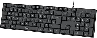 FINGERS WonderClicks K9 Wired USB Keyboard (104 Keys Including 12 Quick Media Keys and Rupee Key, Slim Design, 1.5 m USB Cable, Compatible with Windows, macOS, Linux) Rich Black