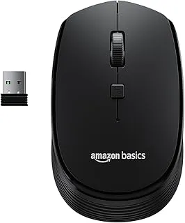 amazon basics Wireless Optical Mouse with 2.4GHz, USB Nano Dongle, Optical Orientation, Click Wheel, Adjustable DPI