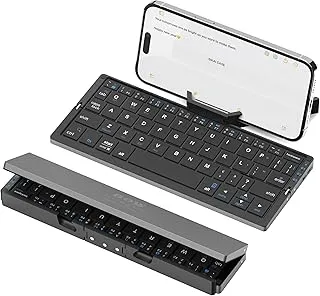 SIKAI CASE Foldable Bluetooth Keyboard with Magnetic Stand,Aluminum Alloy Mini Quiet Folding Portable Lightweight Travel Rechargeable Pocket for Tablet,iPad, Phones, Black