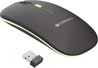 Zebronics Wireless Mouse, 2.4GHz, 1200 DPI, 3 Buttons, High Precision, Comfortable & Ergonomic Design, Lightweight, Power-Saving Mode, USB Nano Receiver (Dazzle 10, Black)