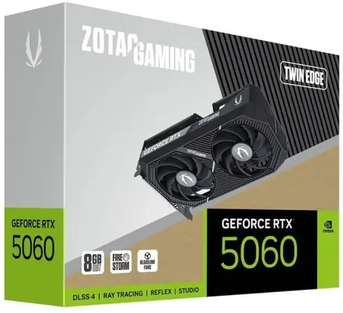 ZOTAC Gaming GeForce RTX 5060 Twin Edge 8GB Graphics Card - Black | 8 GB | DLSS4 | GDDR7 | 128 bit | PCIE 5.0 | SFF Ready | 3840 CUDA Cores | ZT-B50600E-10M
