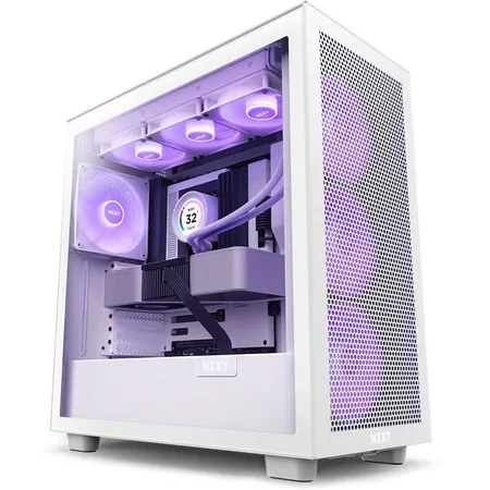 Nzxt H7 Flow Rgb Atx Mid Tower Cabinet Matte White With Rgb Fans (CM-H72FW-R1)