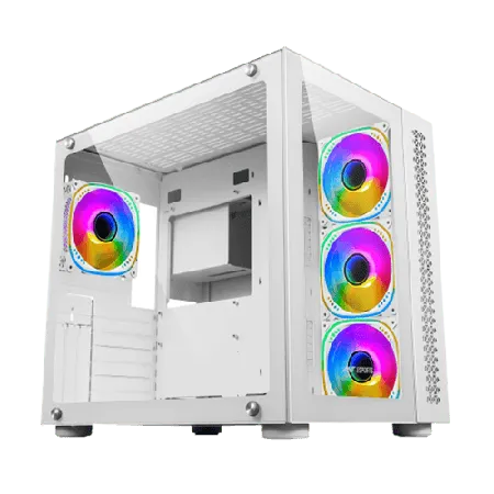 Ant Esports Crystal ARGB White E-ATX Mid Tower Case