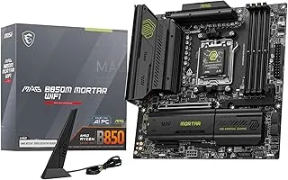 MSI MAG B850M Mortar WiFi Motherboard, ATX - Supports AMD Ryzen 9000/8000 / 7000 Processors, AM5-60A SPS VRM, DDR5 Memory Boost 8200+ MT/s (OC), PCIe 5.0 x16, M.2 Gen5, Wi-Fi 7, 5G LAN