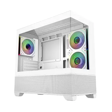 Cooler Master Elite 490 Dual Tempered Glass mATX Computer Case - White