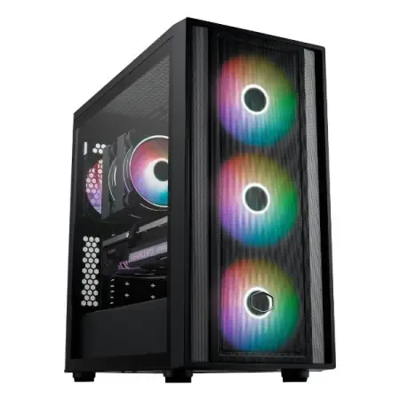 Cooler Master MasterBox 600 ARGB E-ATX Tempered Glass Side Panel Mid Tower Gaming Cabinet - Black
