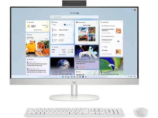 HP AIO 27 13th Gen Intel Core i3-1315U, 8GB, 512GB SSD, Intel UHD Graphics, 27 Inch FHD, Win 11, MS Office 2024, Shell White, CR0902IN