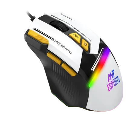 ANT ESPORTS GM333 RGB WIRED HIGH END OPTICAL ERGONOMIC GAMING MOUSE BLACK/GREY/YELLOW