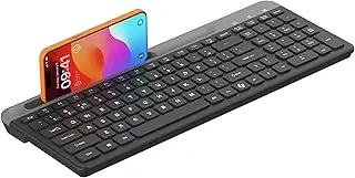 LAPCARE Readmii 2.4GHz Wireless & Bluetooth 5.1 Rechargeable Keyboard with AI Assistant Key, Type-C Charging, Multi-Device Connection (2 Devices), Full Size with Numpad, 10m Range (Black & Grey)