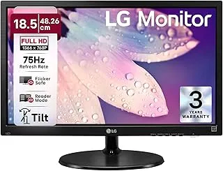 LG 19M38LB, 18.5 Inch(47cm) HD Monitor, 1366 X 768, 5 ms, 75Hz, Flicker Safe, Reader Mode, Black Stabilizer, Smart Energy Saving, D-Sub and HDMI Ports, Head Phone Out, 3 Years Onsite Warranty, Black