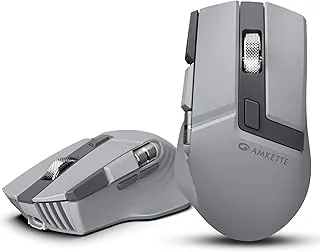 Amkette XS Series Flow S Ergonomic Wireless Mouse/Bluetooth Mouse with Side Scroll, 2.4G + 3×BT, 7 Buttons, Multi-OS, 3200 DPI Adjustable, 1000Hz Polling, 800mAh Rechargeable
