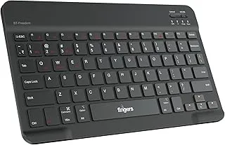FINGERS BT-Freedom Mini Bluetooth Keyboard - Type-C Rechargeable 30 Days Long Battery Life, X-Type Scissor Keys, Portable Design for Laptops, Tablets & Smartphones (Jet Black)