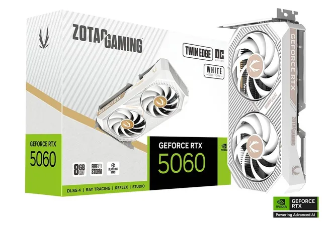 Zotac Gaming RTX 5060 Twin Edge OC 8GB GDDR7 White Edition Graphics Card (ZT-B50600Q-10M)