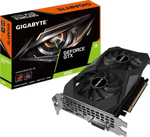 GIGABYTE GeForce GTX 1650 D6 pci_e_x16 WINDFORCE OC 4GD (GV-N1656WF2OC-4GD) GDDR6 4 GB NVIDIA Chipset 127 bit 1709 MHz Graphics Card