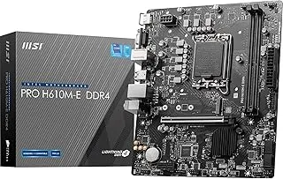 MSI PRO H610M-E DDR4 Motherboard, Micro-ATX - Supports 14th/13th/12th Gen Intel Core Processors, LGA 1700-2 x DIMMs (3200MHz), 1x PCIe 4.0 x16 Slot, 1 x M.2 Gen3, USB 3.2 Gen1, 1G LAN, HDMI 1.4 & VGA