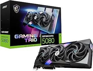 MSI GeForce RTX 5080 16G Gaming Trio OC Graphic Card - NVIDIA GeForce RTX 5080 GPU, 16GB GDDR7 256-bit Memory, 30 Gbps, PCI Express Gen 5 Interface, Upto 2700 MHz, TRI FROZR 4