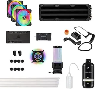 Corsair Hydro X Series iCUE XH305i RGB PRO Custom Cooling Kit (Hardline CPU Cooling Loop, CPU Water Block, D5 Pump/Reservoir Combo, Radiator, 3X RGB Fans, iCUE Software Control) Black