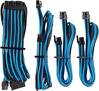 CORSAIR Premium Individually Sleeved PSU Cables Starter Kit – Blue/Black, 2 Yr Warranty, for Corsair PSUs (CP-8920221)