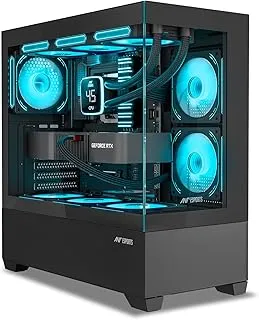 Ant Esports Crystal Z3 Mid-Tower Computer Case/Gaming Cabinet – Black | Support ATX, M-ATX, ITX | Pre-Installed 3 ARGB Fans