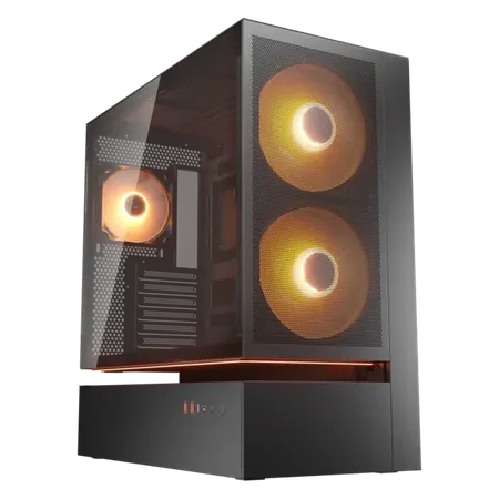 Cougar CFV235 Mesh Vision ATX Mid Tower PC Case with Central Floating Ventilation Dual 160mm ARGB PWM Fans - Black