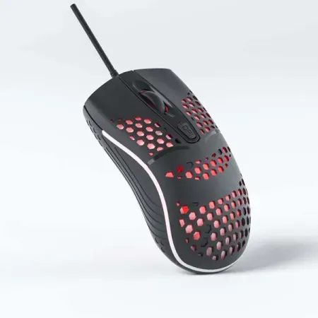 HAMMOK BREE Optical LED Breathing Light Ergonomic Wired USB Gaming Backlit Mouse (Black)