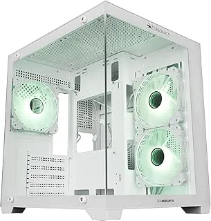 Zebronics Cube Gaming PC Cabinet, 240mm Radiator Support, mATX/ITX Compatibility, 270° Tempered Glass, Magnetic Dust Filter, Bottom PSU Mount, Clean Dual Chamber Layout (Mercury 15, White)