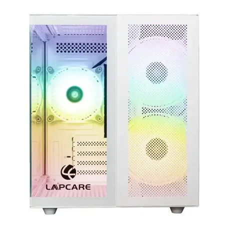 Lapcare Champ LGT-402 Tempered Glass ATX Gaming Computer Case without SMPS Champ - White
