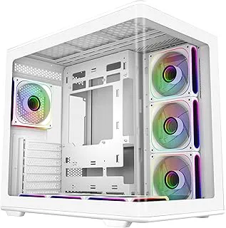 Cooler Master Elite 600 ATX Mid-Tower Case White | 7X Pre-Installed Reverse ARGB Fans | Tempered Glass Side Panel | 360mm AIO & ATX Mobo Support | USB 3.2 Gen 2x2 Type-C | RTX 50 Series GPU Ready